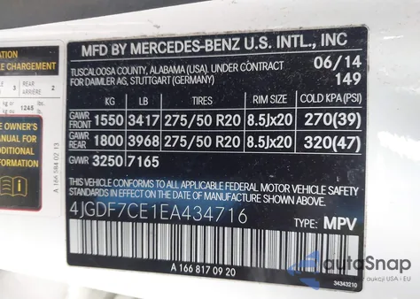 2014 Mercedes-Benz Gl 450 4Matic z USA, uszkodzony, nr VIN 4JGDF7CE1EA434716